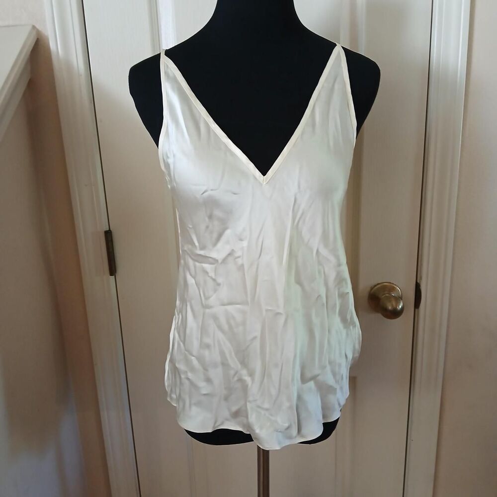 NWT J.Crew Carrie V-Neck Ivory 100% Silk Cami Tank Top XS Old Money Classic